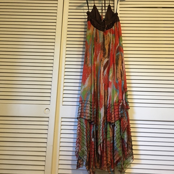 Bebe Long Multicolor dress with beading - Picture 5 of 6